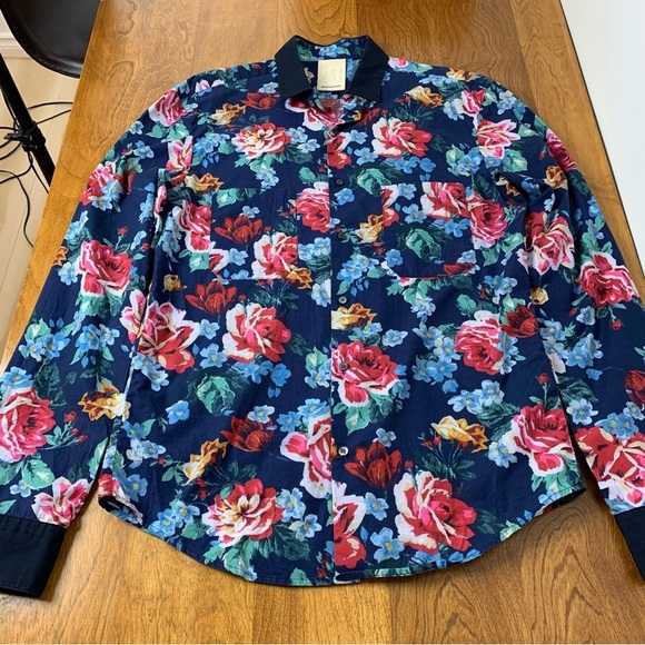 Wooyoungmi Button Shirt Flowers Floral Sz 50 Korea Cotton Long Sleeves Runway - Picture 3 of 13
